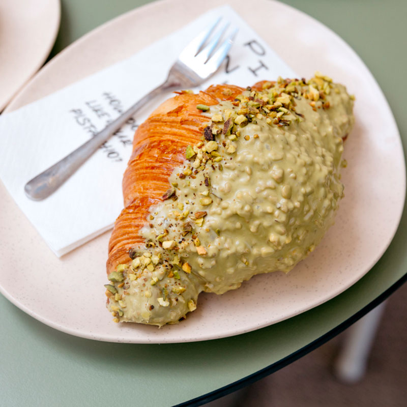 Pistachio croissant - Budapest brunch spots Pistachio Desserts in Budapest