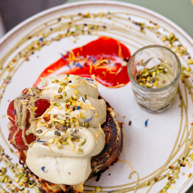 Picture of Pistachio french toast with strawberry